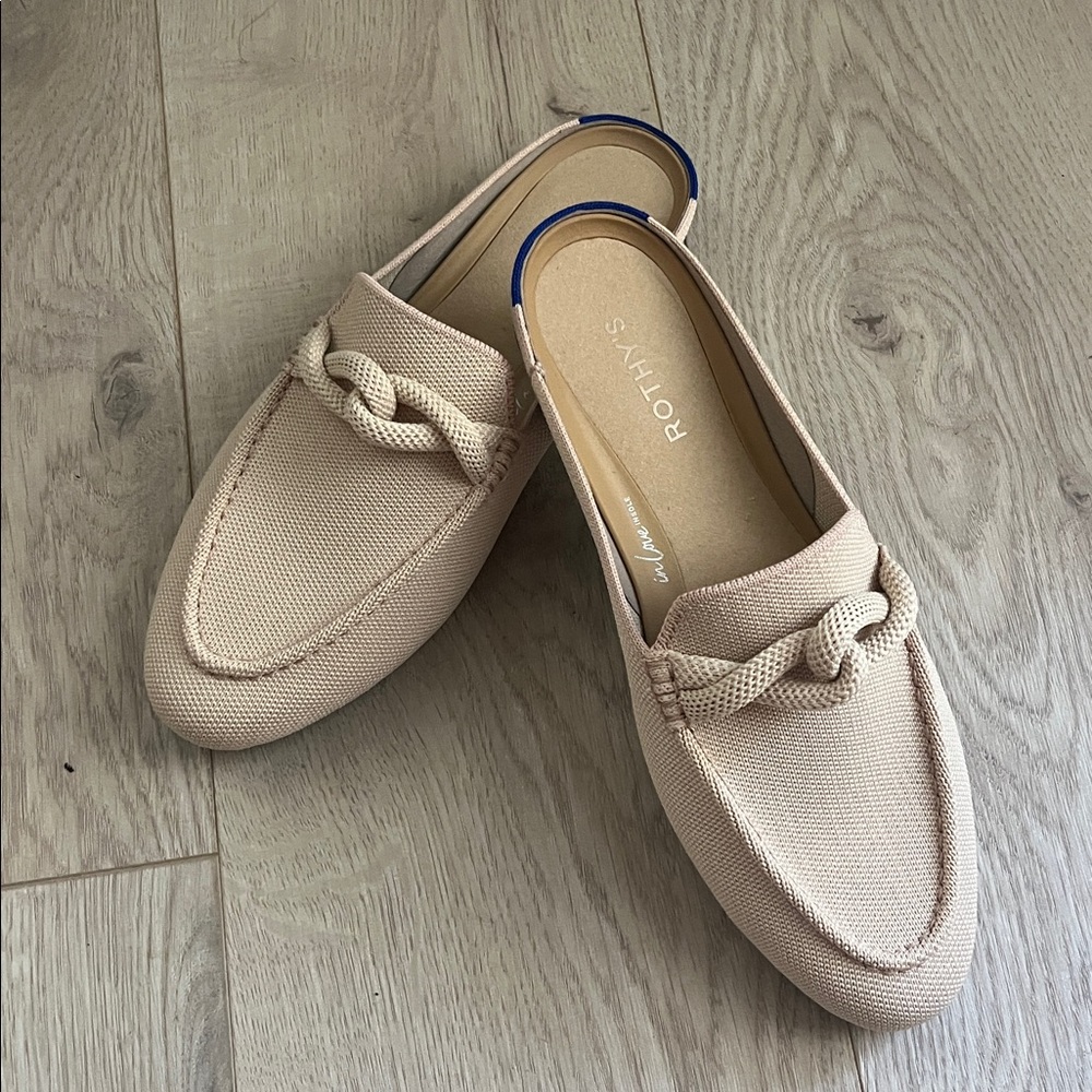 Rothy's Tan Mules with Braided Detail